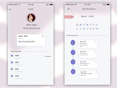 Daily reminder app and monthly planner UI app calendar dailui daily minimal mobile mobileapps monthly uid
