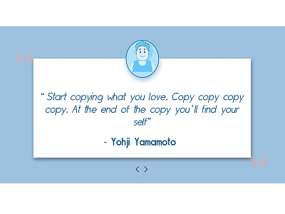 Quote about design avatar blue carddesign cards landing page quote testimonials testimony yohjiyamamoto