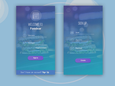 Mobile food application food food app foodapp icon app log in login design login form mobile mobile app mobile app design signup signupform