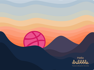 Hello, Dribbble! I'm Axl debut dribbble first shot firstshot gradient illustration mountains sunset