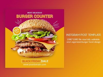 Burger Counter Social Media Post Template Design
