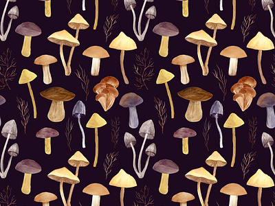 Mushroom Watercolor Pattern