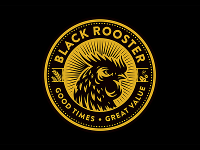 Black Rooster branding illustration logo