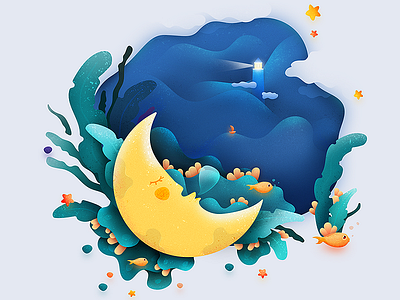 Moon Sea artist draw illustration moon sea slept moon ui