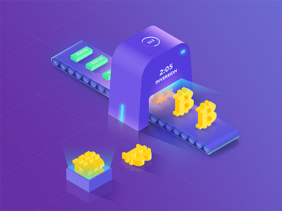 Produce Of Bitcoin 2.5d 3d bitcoin c4d cg icon illustration