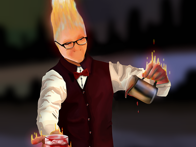 Grillby bartender fanart games grillby realism undertale undertale drinks videogame