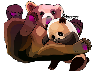 Grizzly and Panda bear cubs cute fanart grizzly panda hug nature