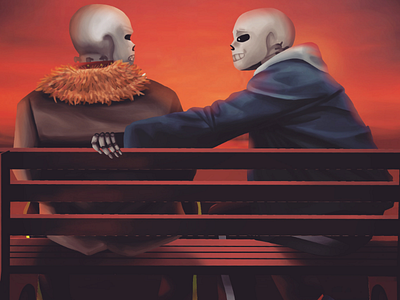 Underfell Sans & Undertale Sans gay kustard realism sans ship underfell undertale