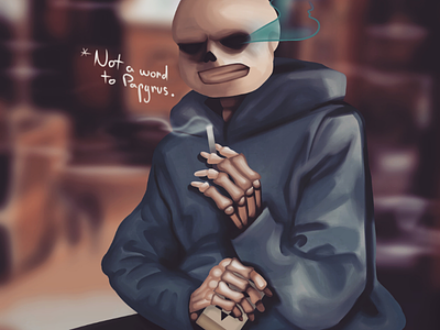 Sans Undertale Fanart digital fanart frans realism sans sanscest sanstheskeleton smoking underfell undertail undertale