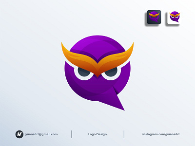 owl talk logo animal chat gradient icon illustration logo owl owl logo talk