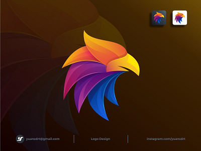 Eagle gradient logo abstract animal bird eagle fly gradient head icon illustration multicolor nature wing