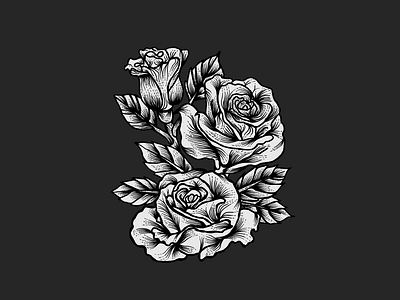 T-Shirt design concept for rose flower hand draw art botanical botany decoration decorative drawing floral flower garden graphic illustration ink isolated nature petal plant rose set sketch vintage