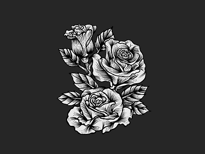 T-Shirt design concept for rose flower hand draw