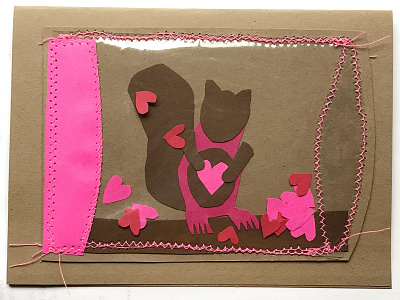 Cutouts - Valentine Squirrel in the Pickle Jar collage art design graphic design mixed media sewing machine squirrel valentine