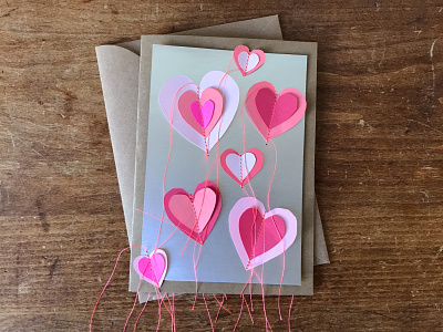 Valentine Card, neon hearts collage collage art design heart metallic neon sewing sewing machine stitch stitching thread valentine