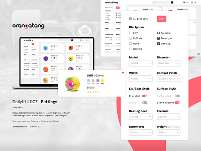 DailyUI #007 Settings daily dailyui design longboard longboarding settings ui uidesign userinterfaz webdesign wheels