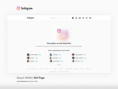 DailyUI #008 - 404 Page - Instagram 404 dailyui design figma graphic design instagram logo notfound page ui userinterfaz webdesign