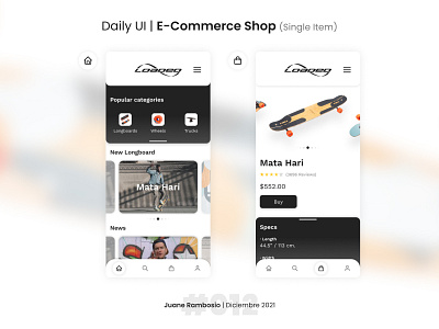 E-Commerce Shop - Loaded - DailyUI #012 app branding daily dailyui design ecommerce longboard orangatanga shop ui uxui webdesign