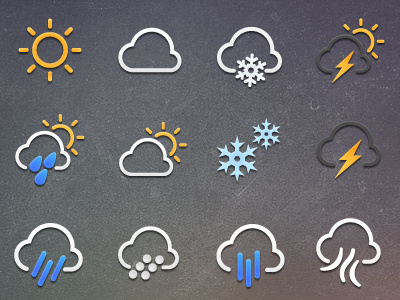 Weather Icon Set cloud frost hail icon rain snow sun thunder weather wind