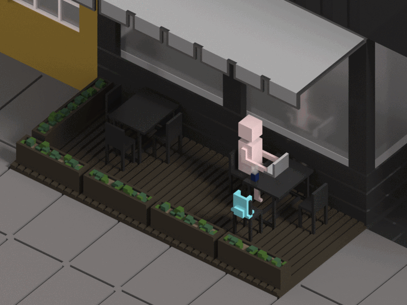 cafe 3d 3dmodelling animated gif magicavoxel