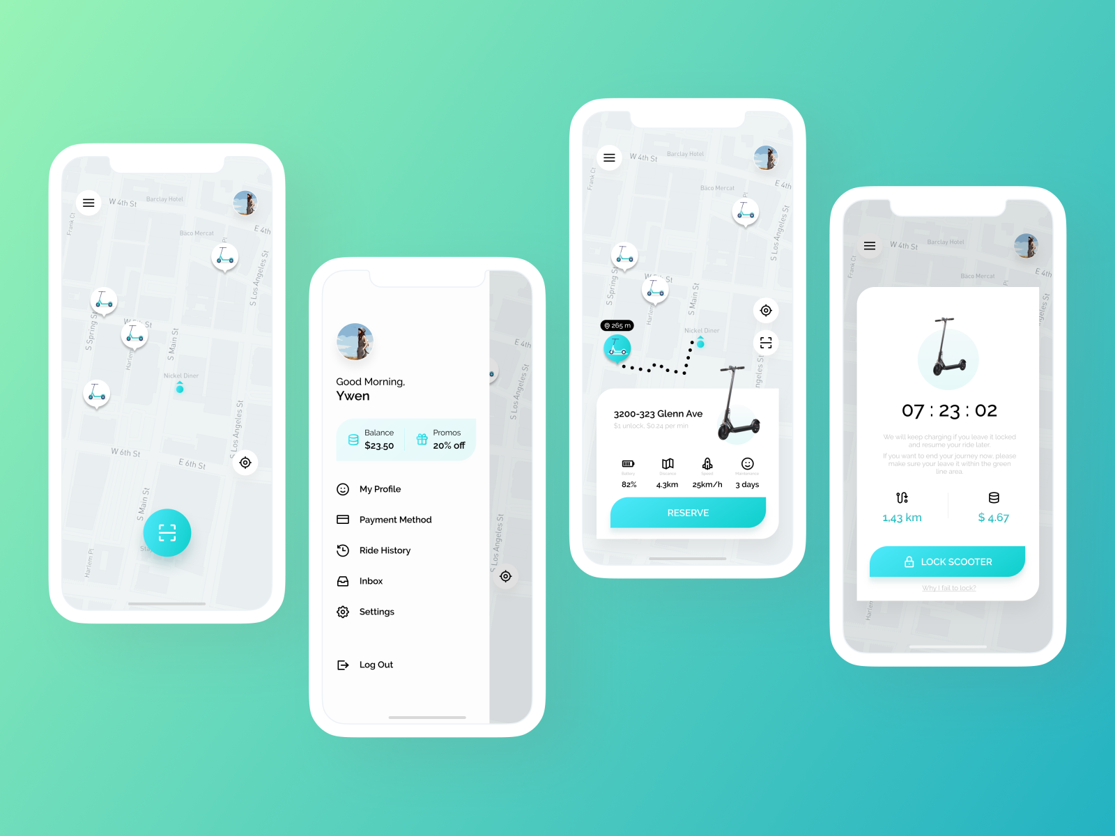 Scooter Rent App UI by Ywen on Dribbble