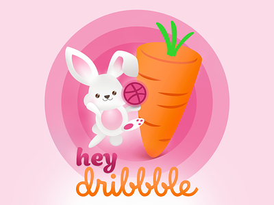 Hopping into Dribbble bunny debut firstshot hello illustration illustration art illustrator photoshop