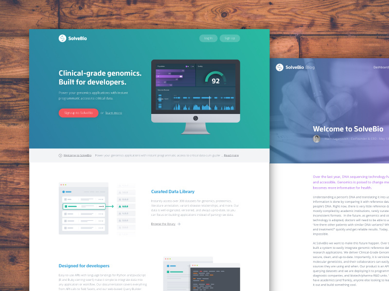 Site design - SolveBio.com splash by David Gross on Dribbble