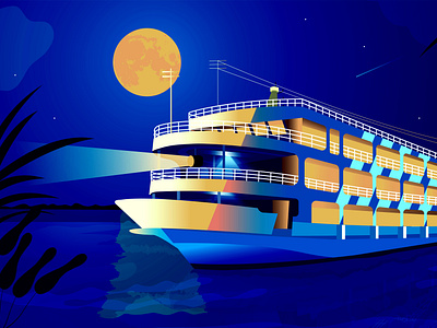 Launch color illustraion nabilemonn night vector night vector transport vectror water vehicle