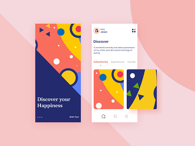 Discover Happiness App Design app art artwork design flat illustration minimal ui ux web
