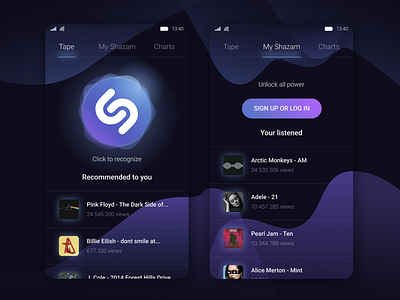 "Shazam" Rebranding for Windows Phone app app branding app concept app mobile branding design graphic minimal music music app music art ui ui ux ui ux design ux web windows windows app windows phone windows phone 10