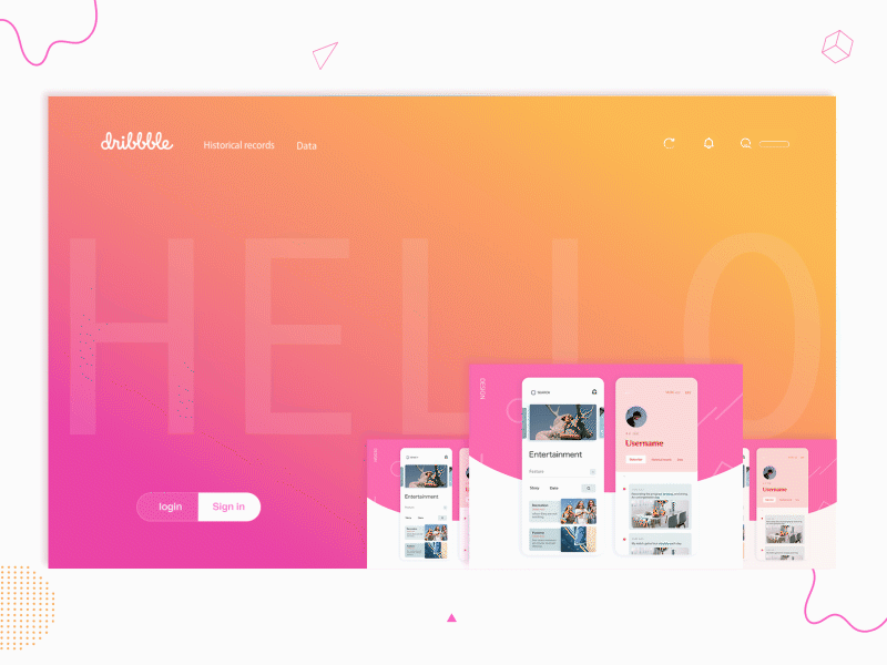 Hello Dribble! ui ux web