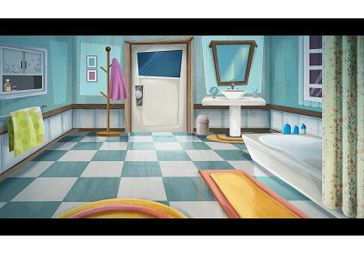 Bathroom digital 2d drawing illustration