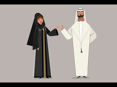 Emirati Man & wife Characters character dribbble dubai illustration