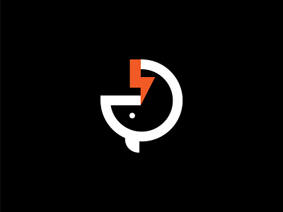 Power Whale branding design flat icon logo minimal vector