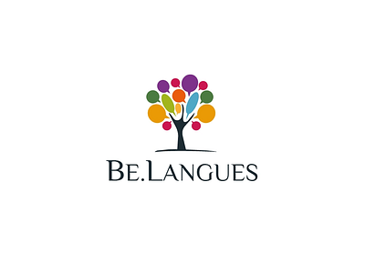 New concept logo for a Be.Langues! colors conversation fun language logo design logotype tree