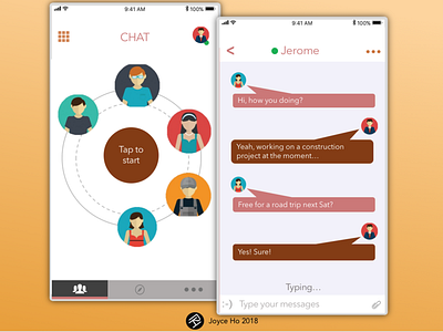 Meeting new people animation app chatting conversation design illustration ios logo minimal tinder ui ux