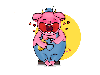 Cute, happy piggy and friends... applepencil bread draw drawing farm fly friends happy heart horn laugh laughing pig piggy pink sketchbook tooth warm