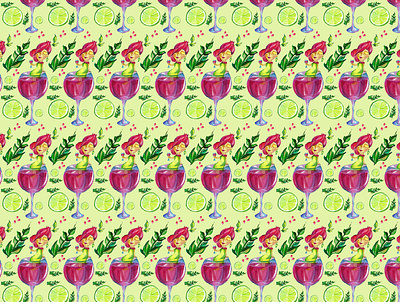 Pomegranate Wine illustration pattern photoshop pomegranate watercolors wine