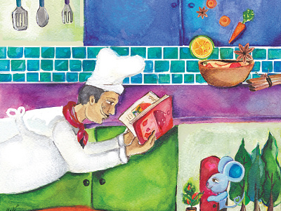 Chef and Mouse illustration water color