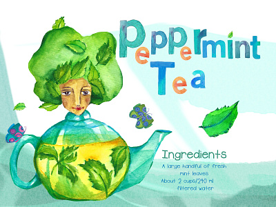 Peppermint design charachter illustration photoshop water color