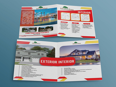 4-Pages Real Estate Brochure brand branding bright bright color bright colours brochure brochure design brochure layout brochure mockup design flyers identity real estate real estate agent real estate flyer realestate red brochure