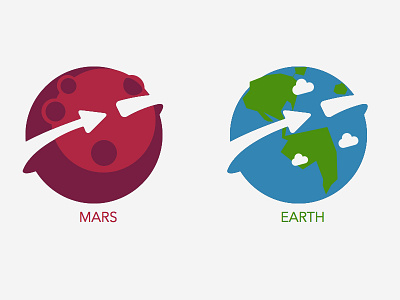 Mars & Earth earth flat icon mars negative space tiny planets