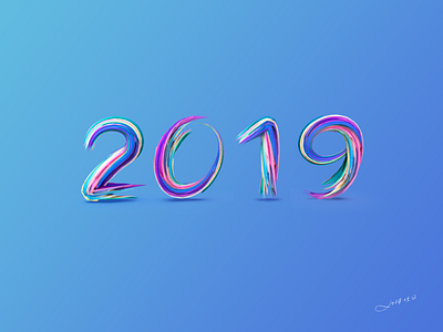 Colorful 2019 2019 3d art artwork beautiful blue c4d colorful cute design doodle doodles font font design numbers