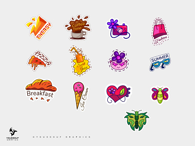 Stickers Design Vol 01 cake candy stickers fashion stickers food stickers happy summer juice juice stickers sticker stickers stylish stickers summer summer stickers