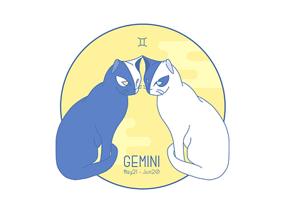 Gemini ♊️ cat illustration twins yellow zodiac