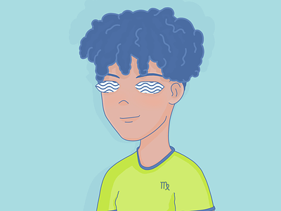 Virgo Boy astrology boy character curly green procreate