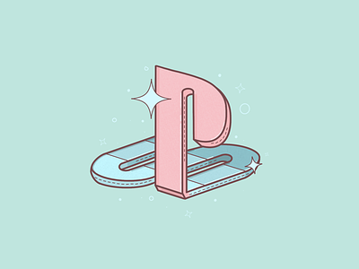 Old Playstation 3d illustration logo pastel pink procreate sparkle