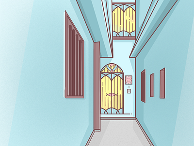 In Another Alley architecture blue illustration pastel procreate