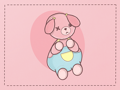 Sad and chubby bear cute illustration pink procreate