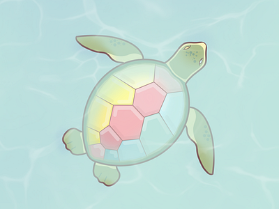 Magic Turtle colorful pastel procreate turtle water